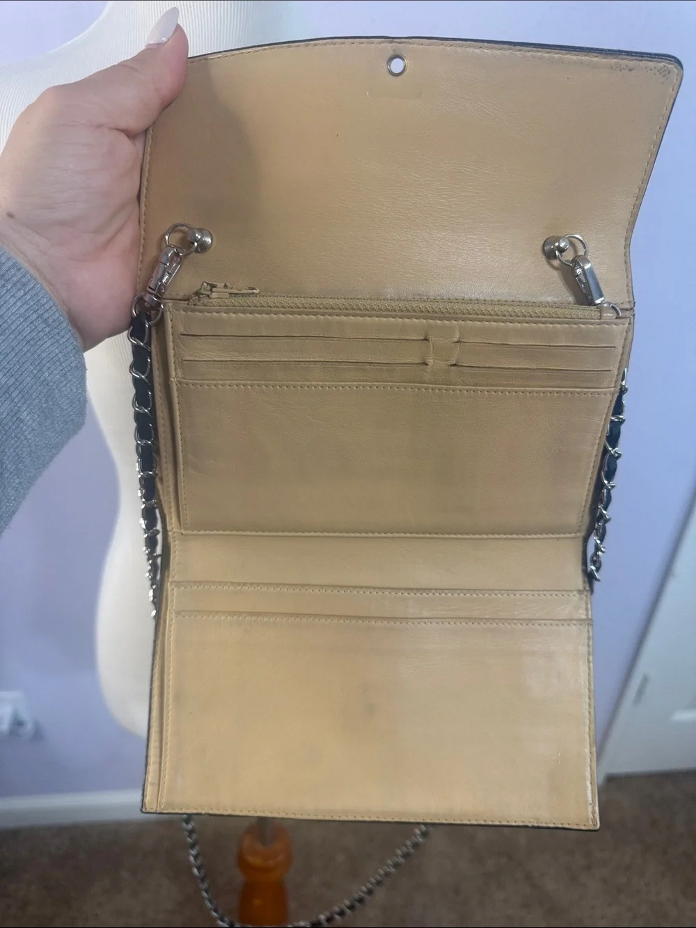 Vintage Chanel Women Black CC Flap Wallet on Chain